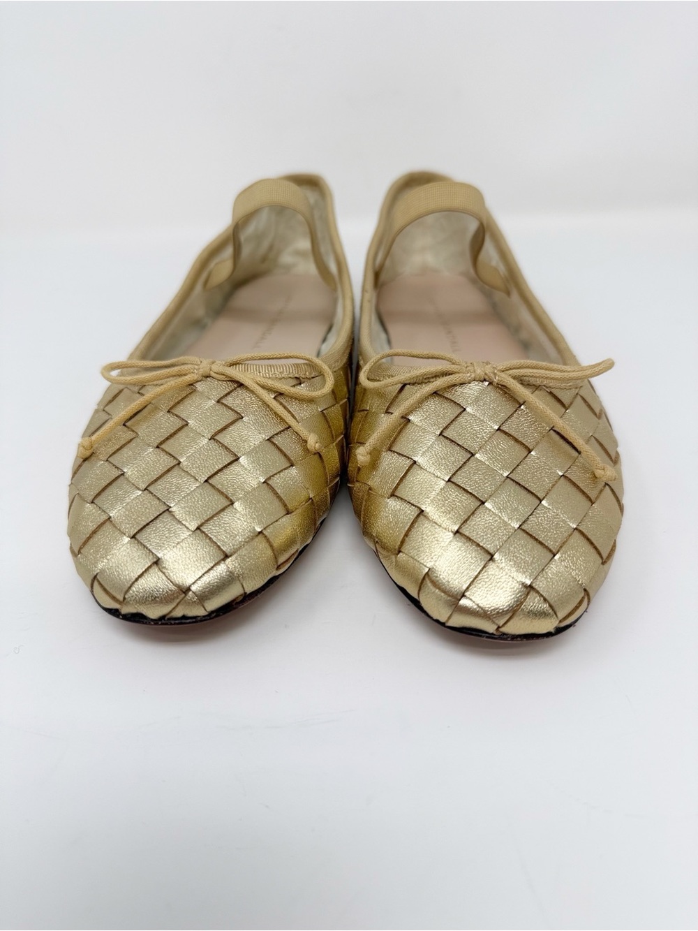 New Loeffler Randall Leonie Gold Woven Ballet Flat Sz 7 - Picture 9 of 13